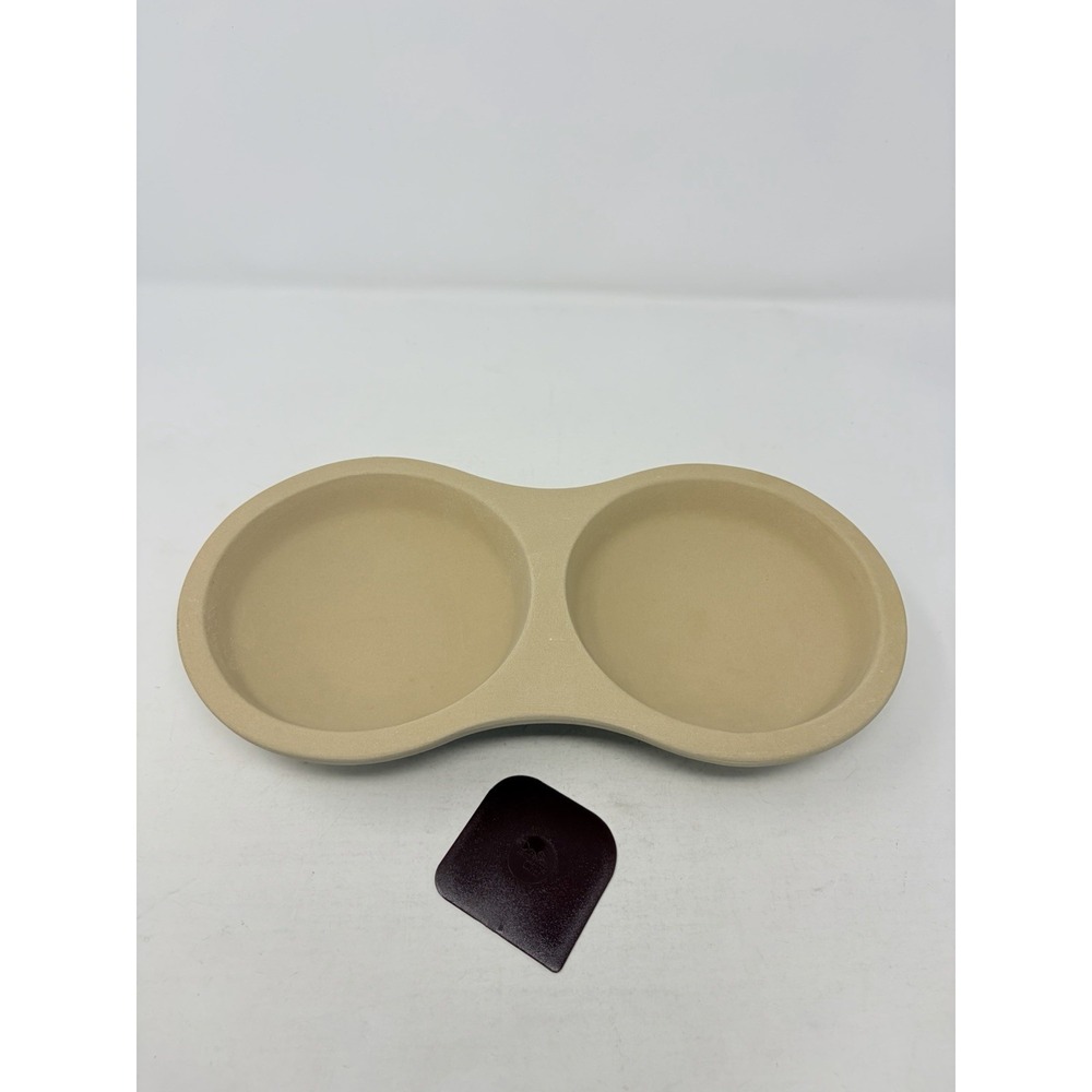 Pampered Chef Microwave Double Egg Cooker Stoneware with Scraper Item #5132